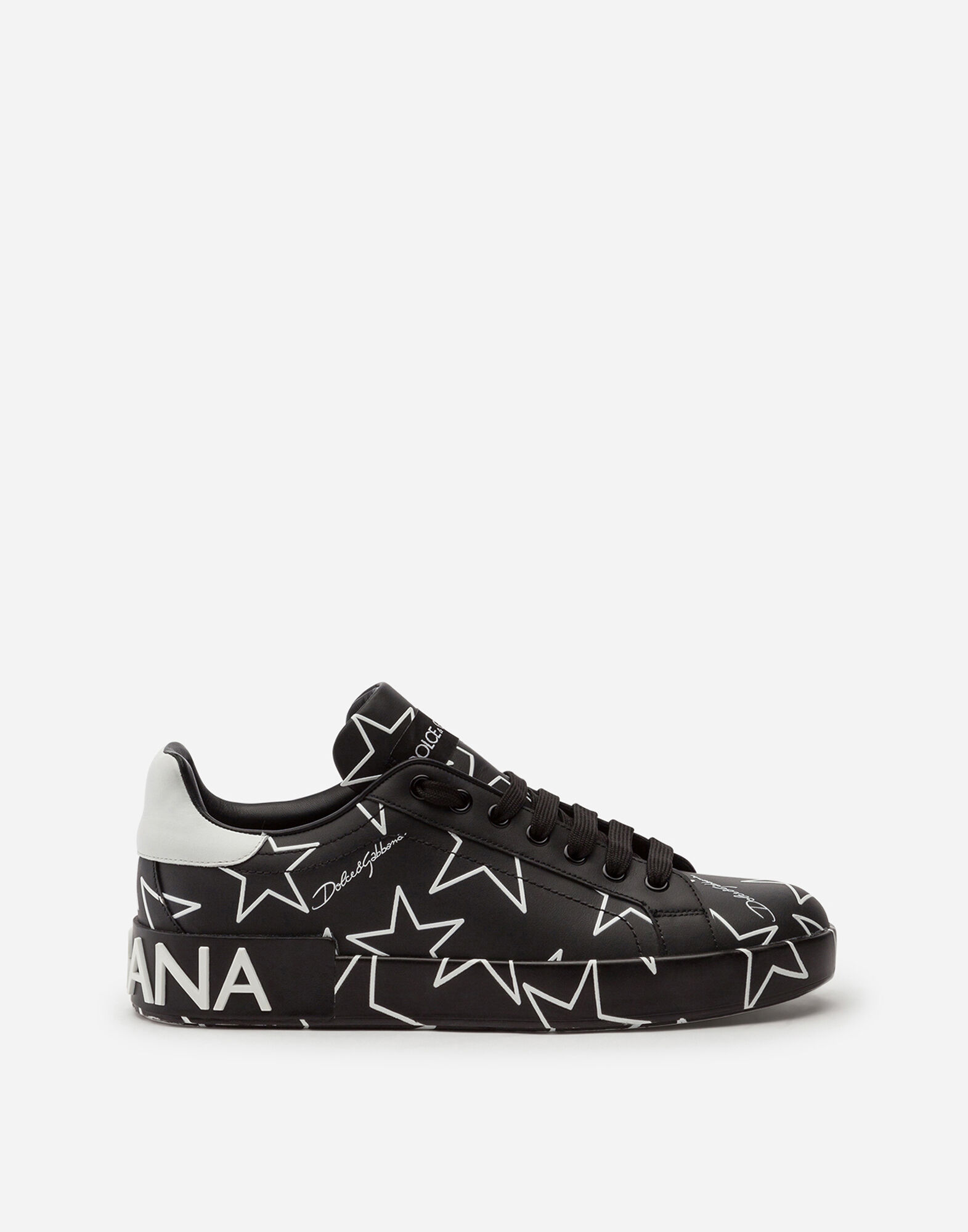 CALFSKIN NAPPA PORTOFINO SNEAKERS WITH MIXED STAR PRINT