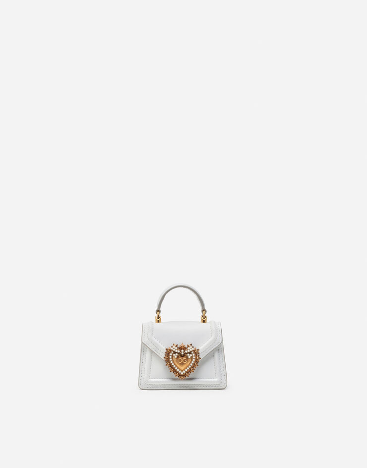 Dolce & Gabbana Devotion micro bag in plain calfskin White BI1400AV893