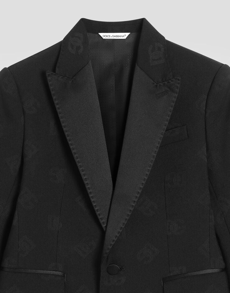 Dolce & Gabbana Single-breasted wool jacquard tuxedo jacket with DG logo Black L41J70FJBAK