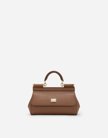 Dolce & Gabbana Mini Sicily handbag in dauphine calfskin Brown BB7116B1001