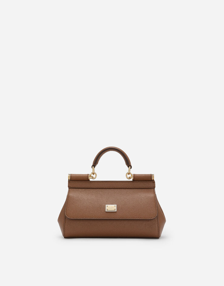 Dolce & Gabbana Mini Sicily handbag in dauphine calfskin Brown BB7116B1001