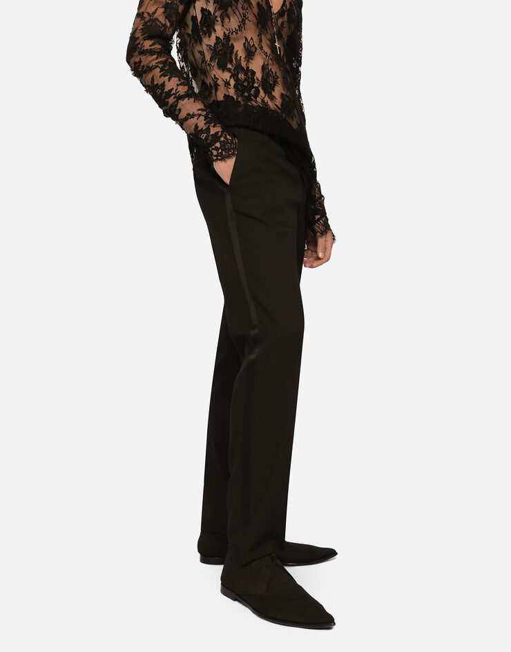 Dolce & Gabbana Pantalone sartoriale tuxedo in lana stretch Nero GWZXMTFUBE7