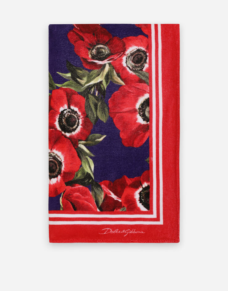 Dolce & Gabbana Terrycloth beach towel with anemone print Estampado O5A03JII7A4