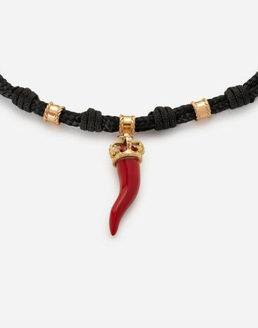Dolce & Gabbana Bracciale Good Luck tessuto con pendente in oro giallo 18 carati Oro WBLG2GWYE01