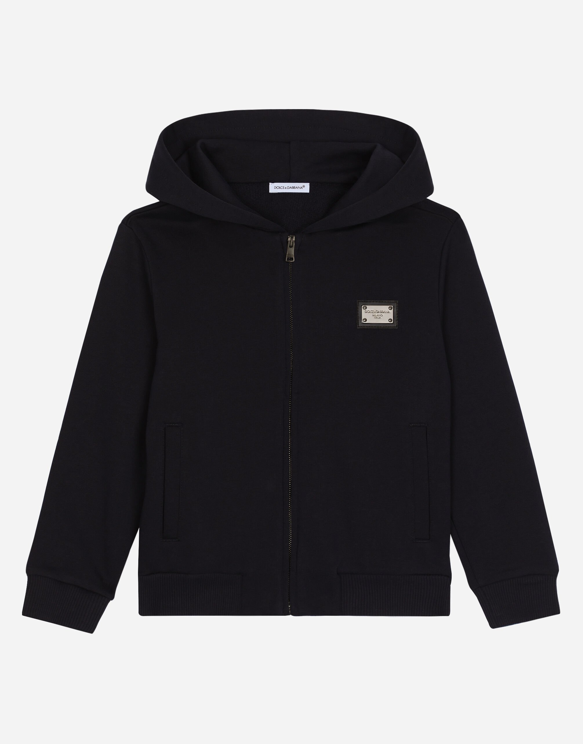 Dolce & Gabbana Zip-up hoodie with logo tag Multicolor L4J840G7H2U