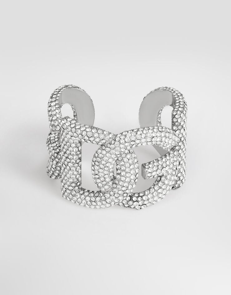 Dolce&Gabbana Armreif aus Strass mit DG-Logo Dolce&Gabbana Armreif aus Strass mit DG-Logo Silber WBP8S2W1111