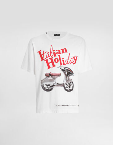 Dolce & Gabbana Cotton T-shirt with Vespa print Black G8SR8TG7O8E