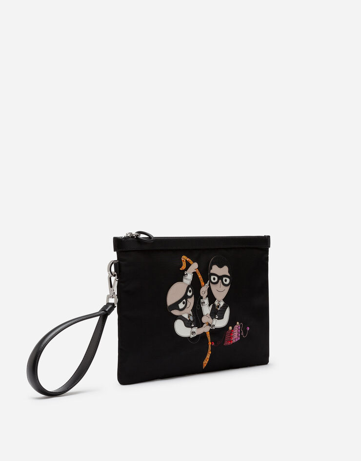 Dolce & Gabbana Dna clutch bag in nylon with tailored stylist patches NOIR BB6767AX695