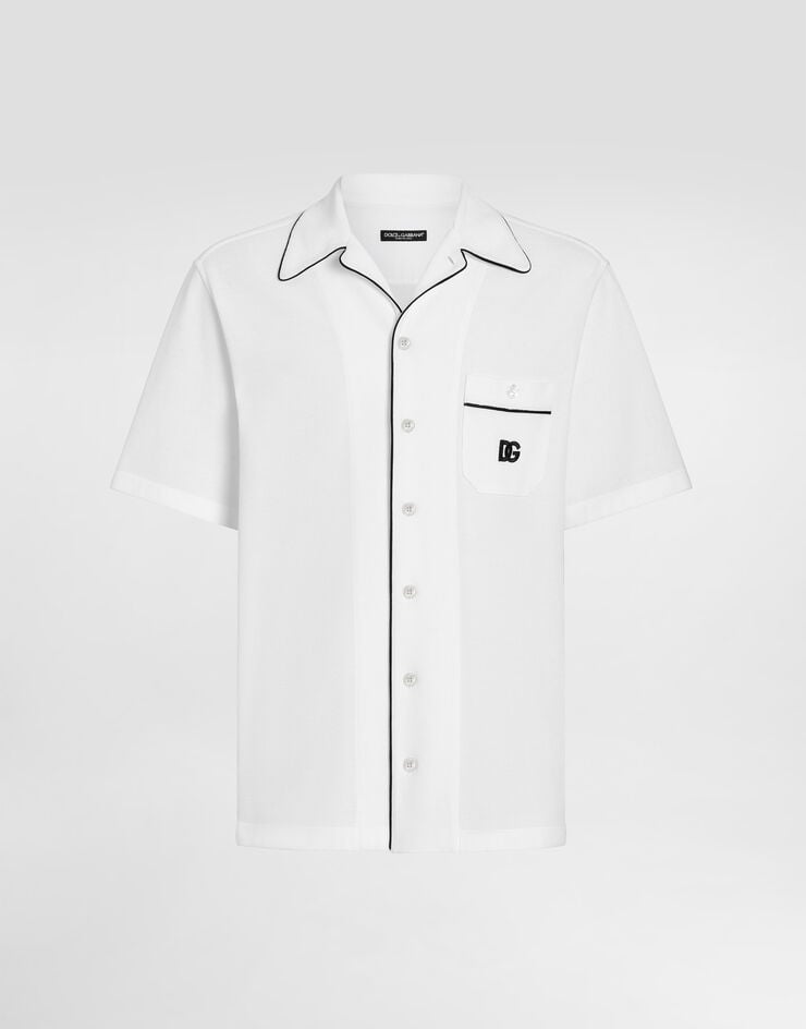 Dolce & Gabbana Camicia hawaii in piquet Bianco G5KS3ZHU7UT