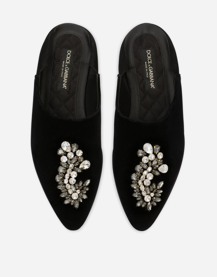 Dolce & Gabbana 브로치 장식 벨벳 슬리퍼 멀티 컬러 A50527AL175