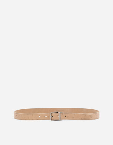 Dolce & Gabbana حزام من جلد نعام بيج BC4337A8M90