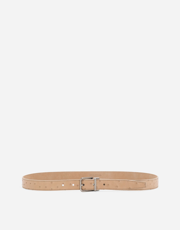 Dolce & Gabbana オーストリッチレザー ベルト Beige BC4337A8M90