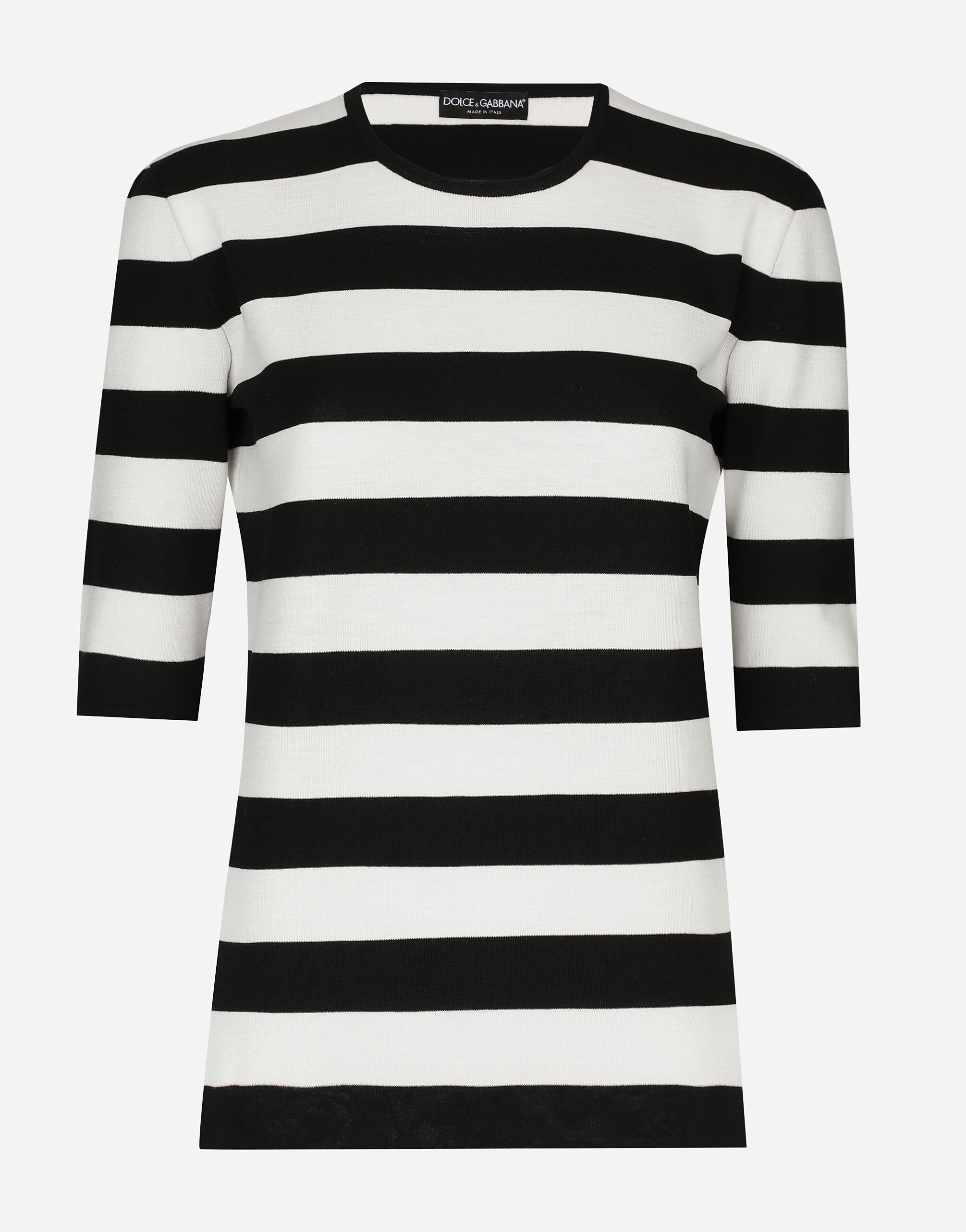 Dolce & Gabbana Wool sweater in inlaid stripes Print FXX06TJCVYK