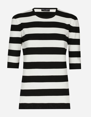 Dolce & Gabbana Wool sweater in inlaid stripes Print F5P61TFSFNR