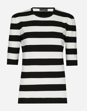 Dolce & Gabbana Wool sweater in inlaid stripes Print F79FOTFSA64