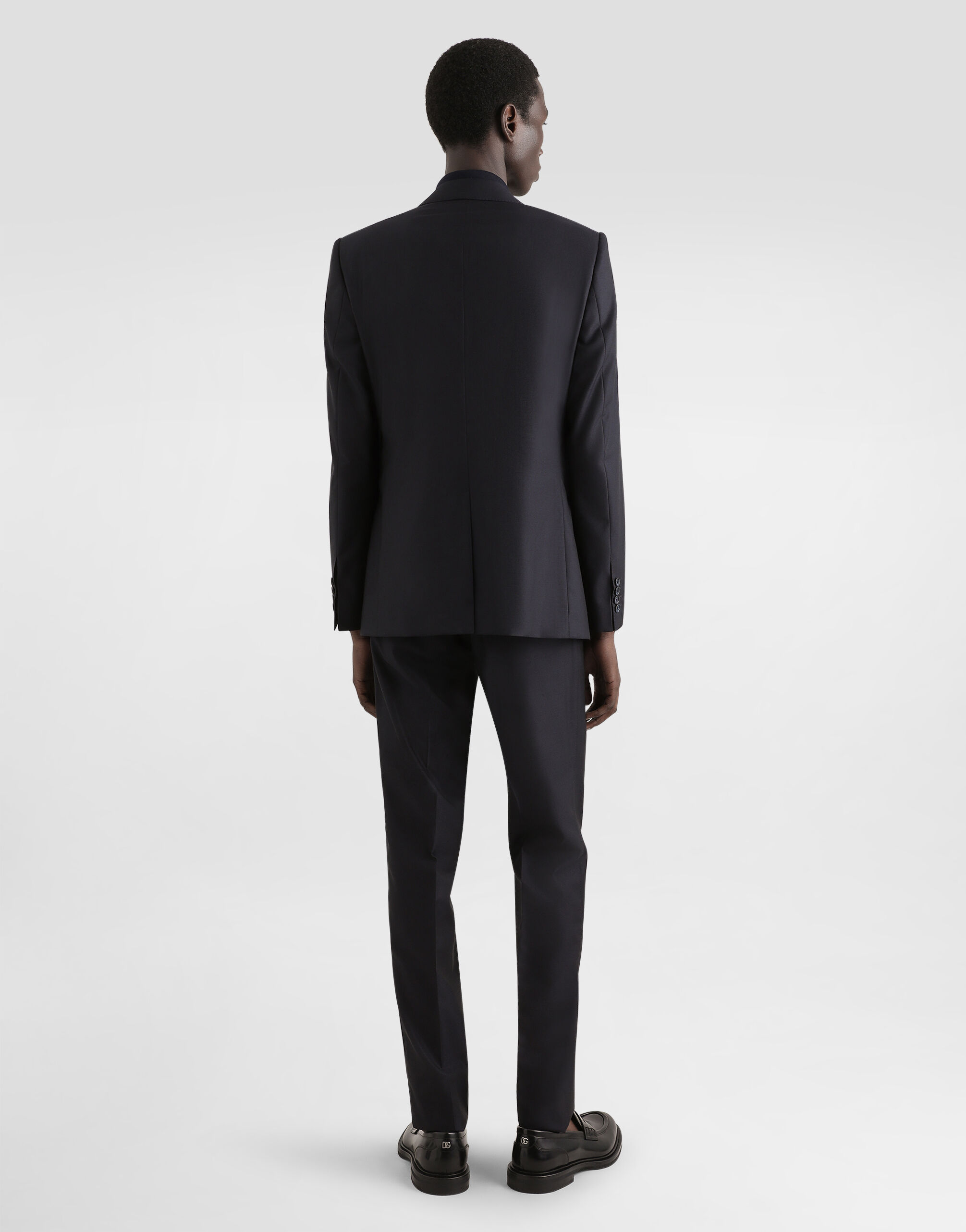 Single-breasted suit in wool and silk in Blue for Men