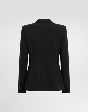 Dolce & Gabbana Turlington single-breasted jacket in micro-ribbed fabric Black F2JBFTFUBG3