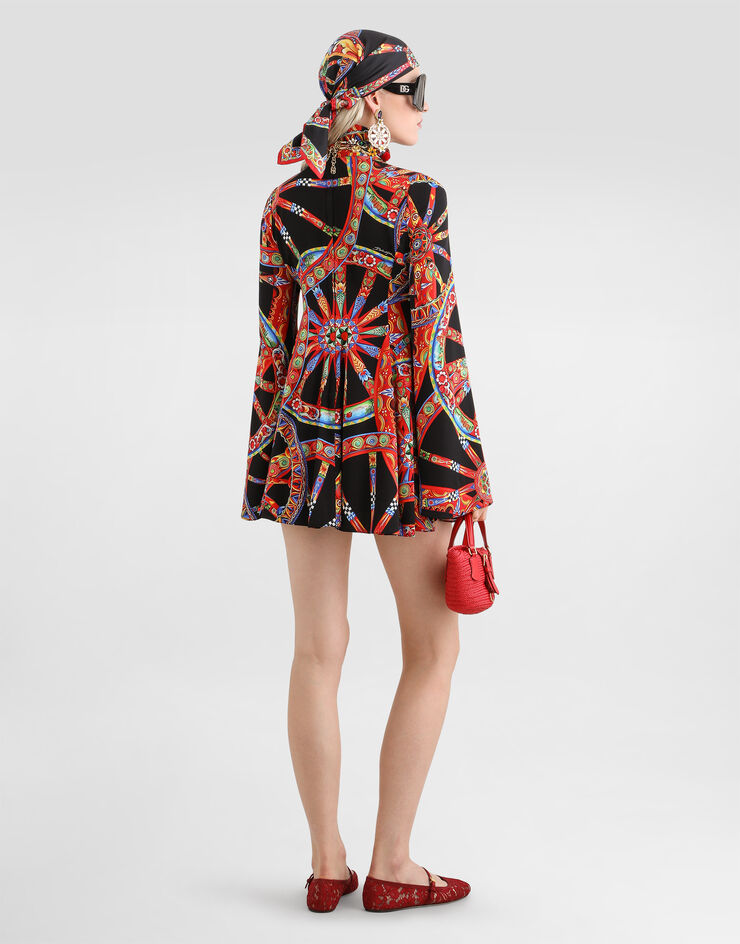 Dolce & Gabbana Carretto-print charmeuse dress Dolce & Gabbana Carretto-print charmeuse dress Multicolor F622FTFSA9U