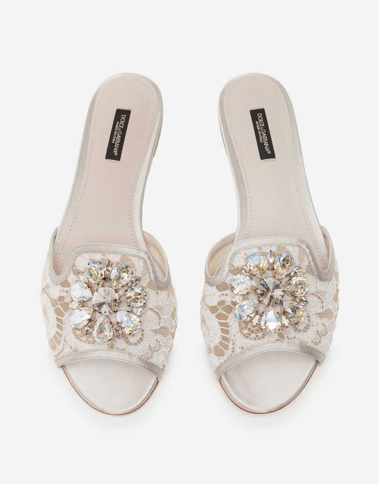 Dolce & Gabbana Lace rainbow slides with brooch detailing WEISS CQ0023AL198