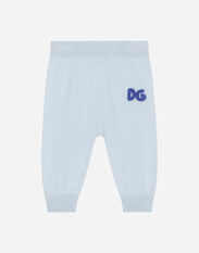 Dolce & Gabbana Plain knit pants with DG logo patch Azul Claro L1JQR0G7L0X