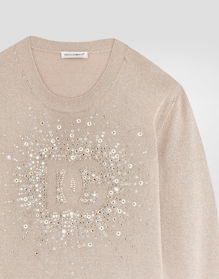 Dolce & Gabbana Jersey de punto de lúrex y strass Rosa L5KWK2JFMKA