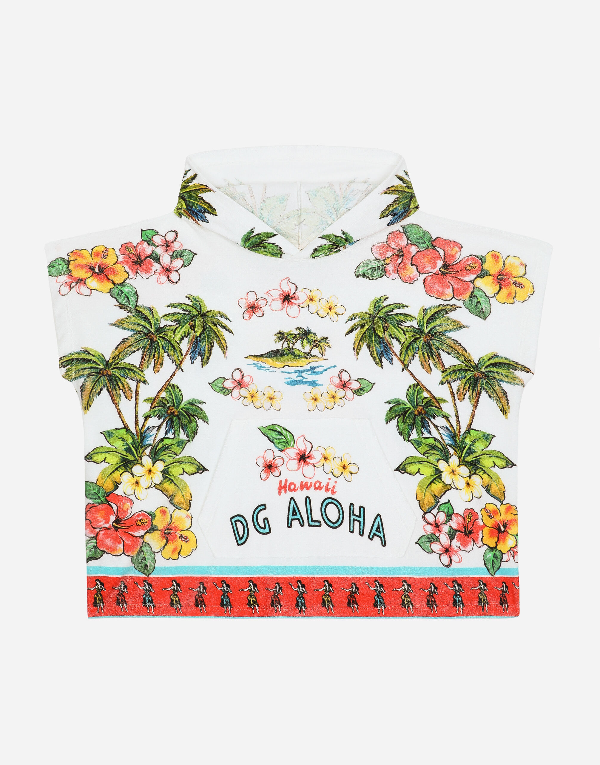 Dolce & Gabbana Accappatoio in spugna con stampa hawaii Stampa L4J818G7K8F