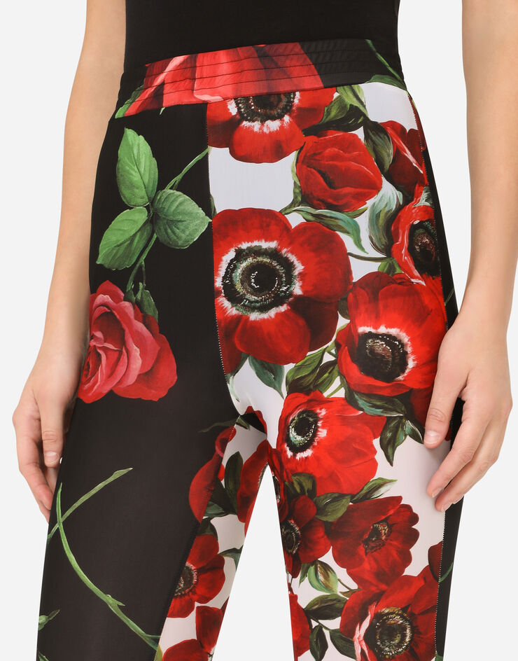 Dolce & Gabbana Jersey leggings with anemone and rose print BLUE FTB1ITGDX81