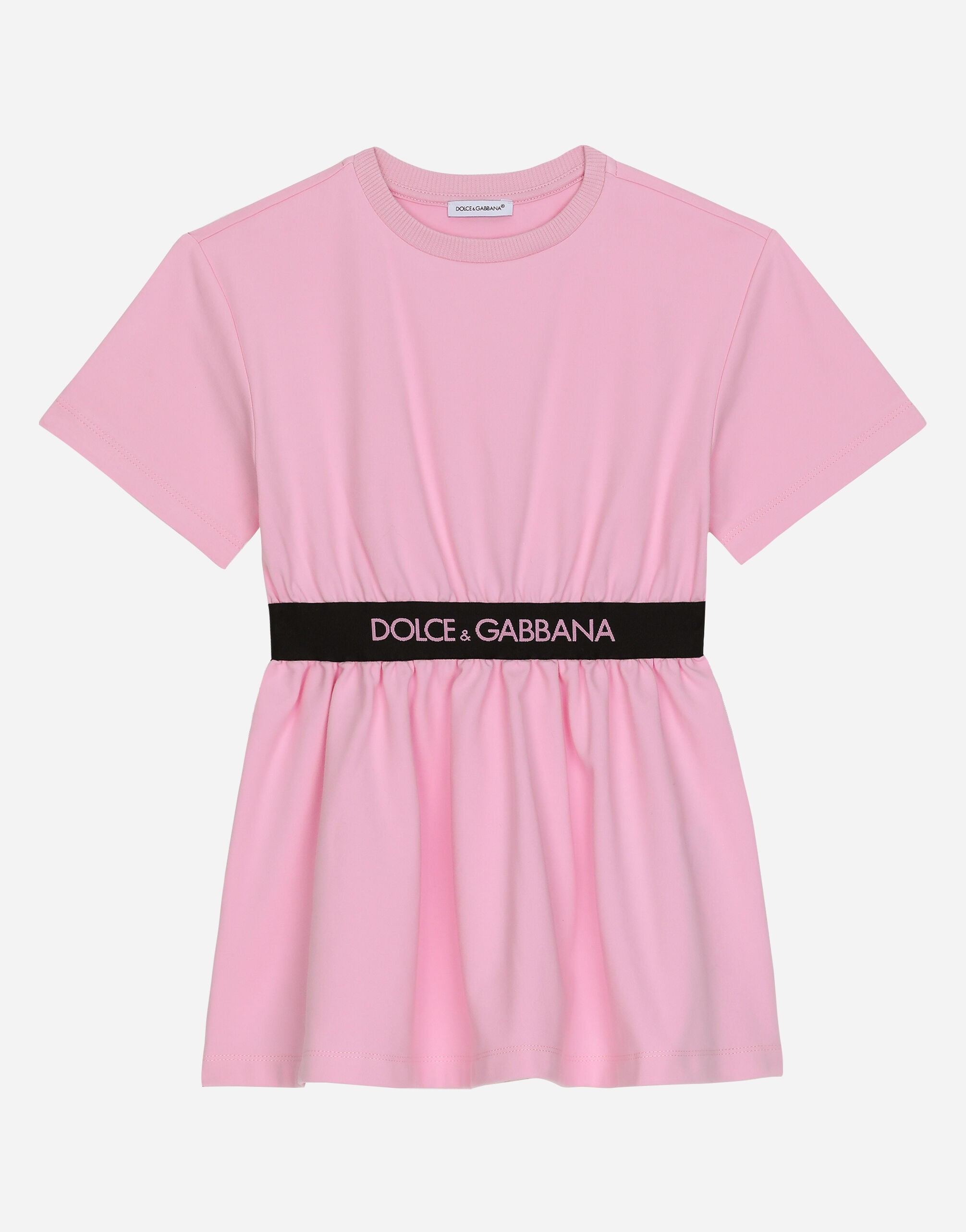 Dolce & Gabbana Vestido de interlock con logotipo en cinta elástica Imprima L53DI6HS5QR