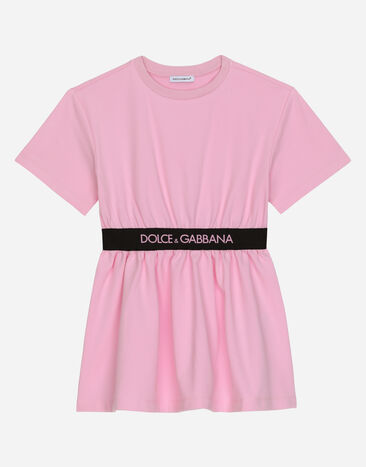 Dolce & Gabbana Vestido de interlock con logotipo en cinta elástica Imprima L53DI6HS5QR