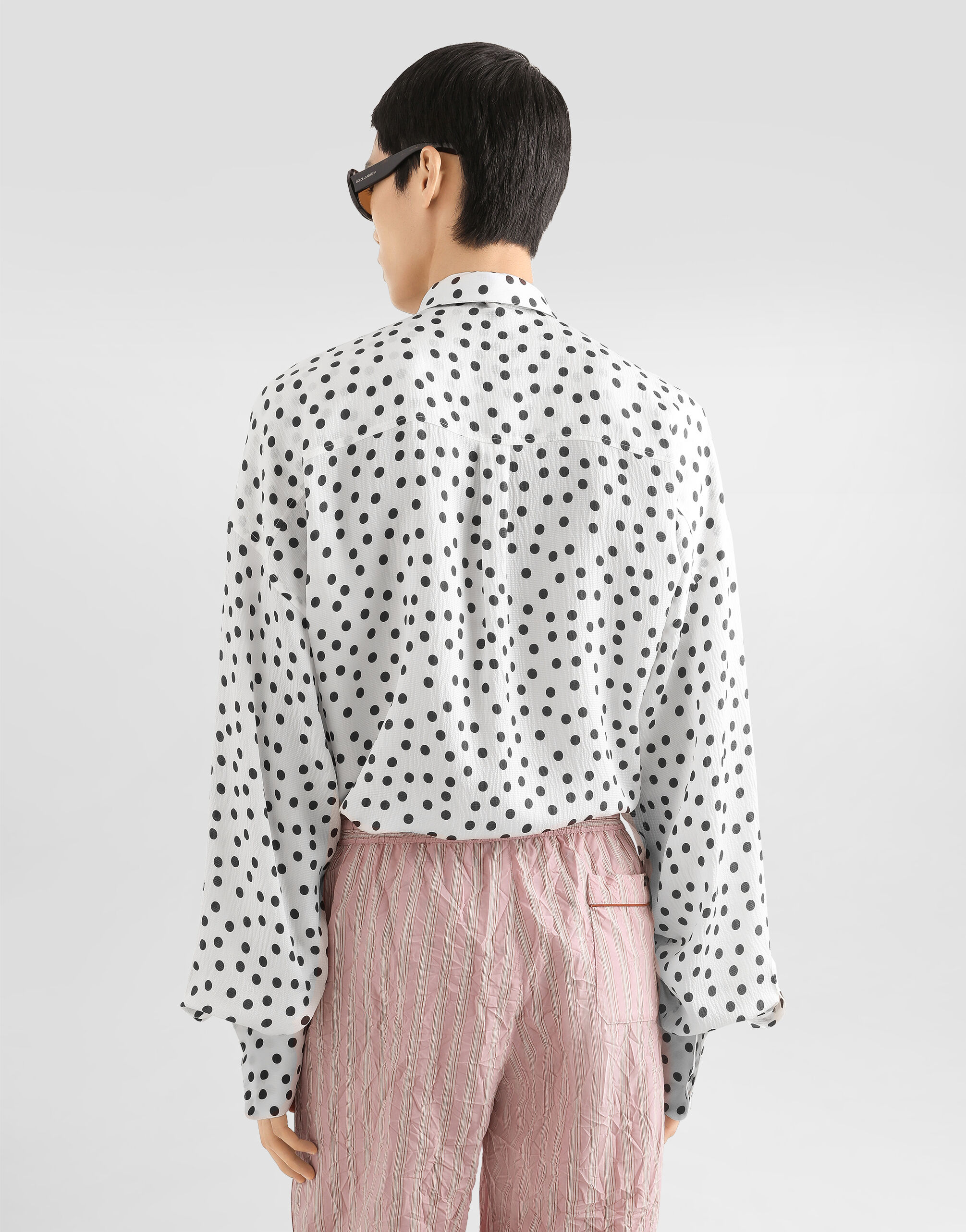 Polka-dot print wavy silk shirt - thumbnail 4