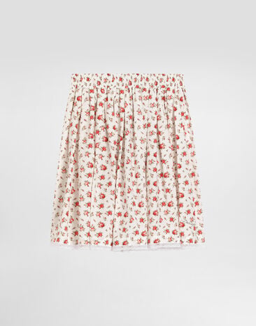 Dolce & Gabbana Falda en popelín con estampado de pequeñas rosas Multicolor L55I93HS5UB