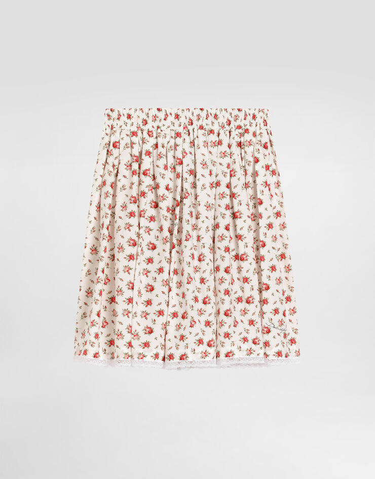 Dolce & Gabbana Small rose-print poplin skirt Multicolor L55I93HS5UB