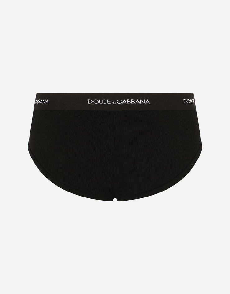 Dolce & Gabbana سروال داخلي براندو قطني بتضليعات خفيفة أسود M3C21JONN96