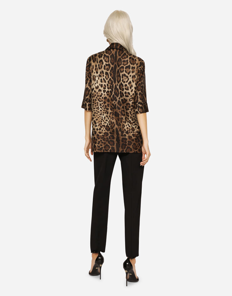 Dolce & Gabbana Leopard-print twill shirt with piping ANIMAL-PRINT F5G58THS1ZX