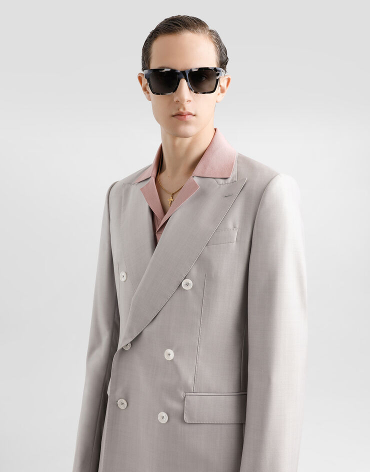 Dolce & Gabbana Deconstructed double-breasted wool and silk suit Pink GK021TFU3H1