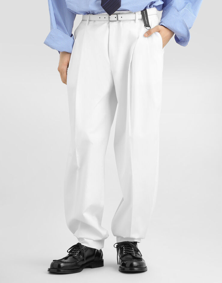 Dolce & Gabbana Pantalones en gabardina de algodón Dolce & Gabbana Pantalones en gabardina de algodón White GP10DTFUFJR