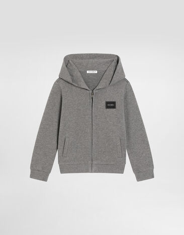 Dolce & Gabbana Jersey hoodie with plate Grey L1JW2VG7OLJ