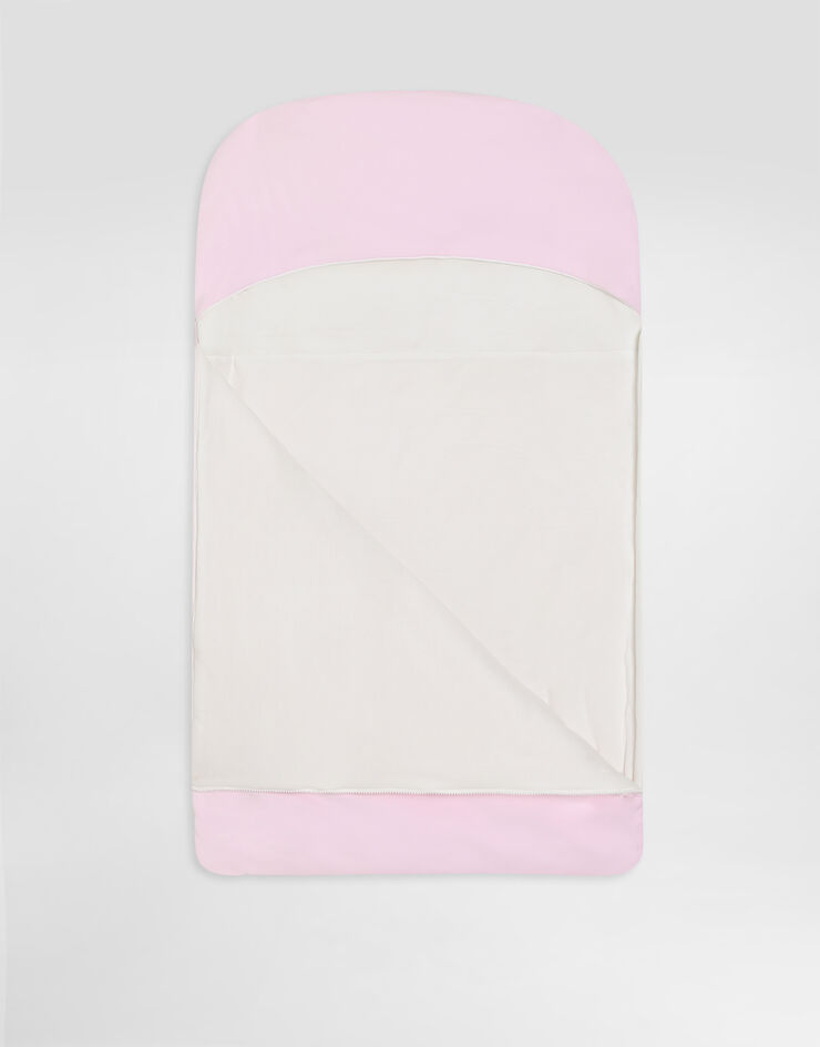 Dolce & Gabbana Interlock and linen baby nest with embroidery Pink LNJAI7G7PUP