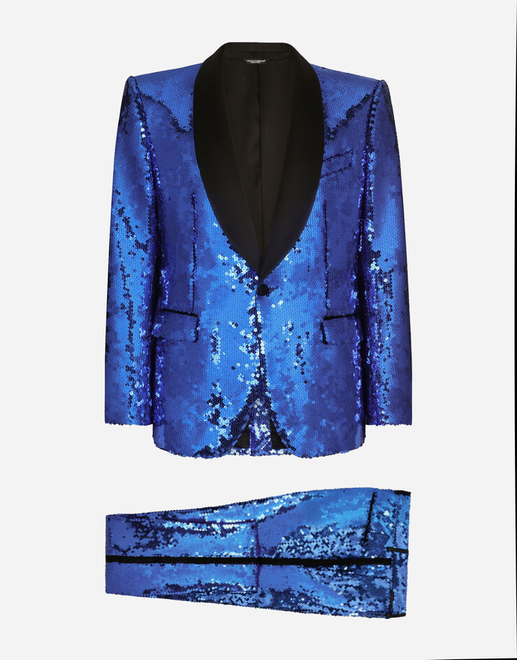 Dolce & Gabbana Abito tuxedo sicilia monopetto in paillettes Multicolore GKOSMTFLSEP