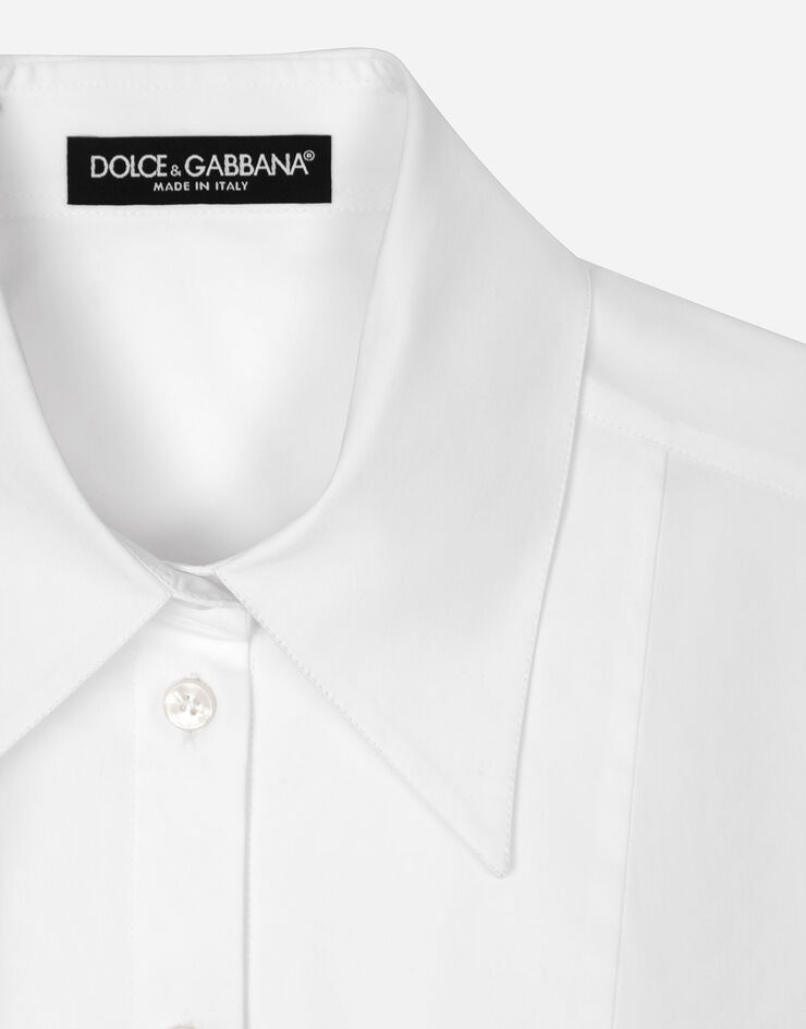 Dolce & Gabbana Cropped cotton shirt with criss-crossing laces White F5S50TFUFNJ