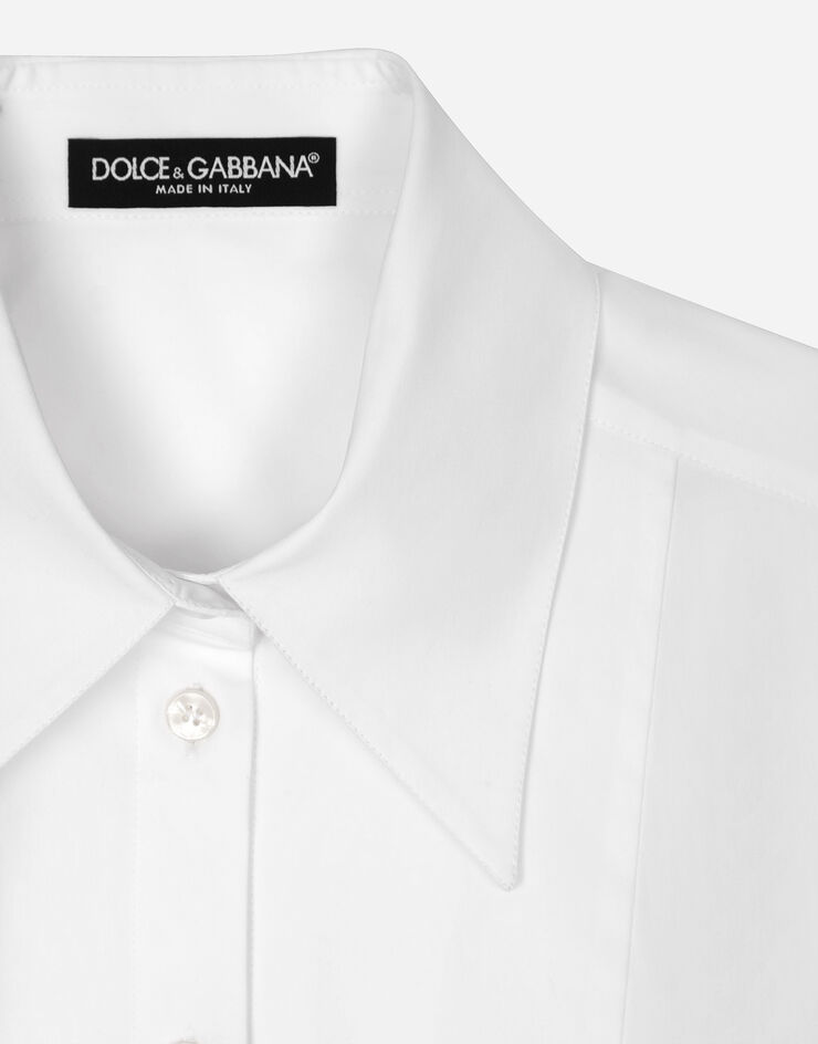 Dolce & Gabbana Camisa corta de algodón con cordones cruzados Blanco F5S50TFUFNJ