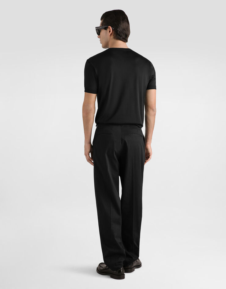 Dolce & Gabbana Camiseta serafino en seda Dolce & Gabbana Camiseta serafino en seda Black G8QK3TG7P0F