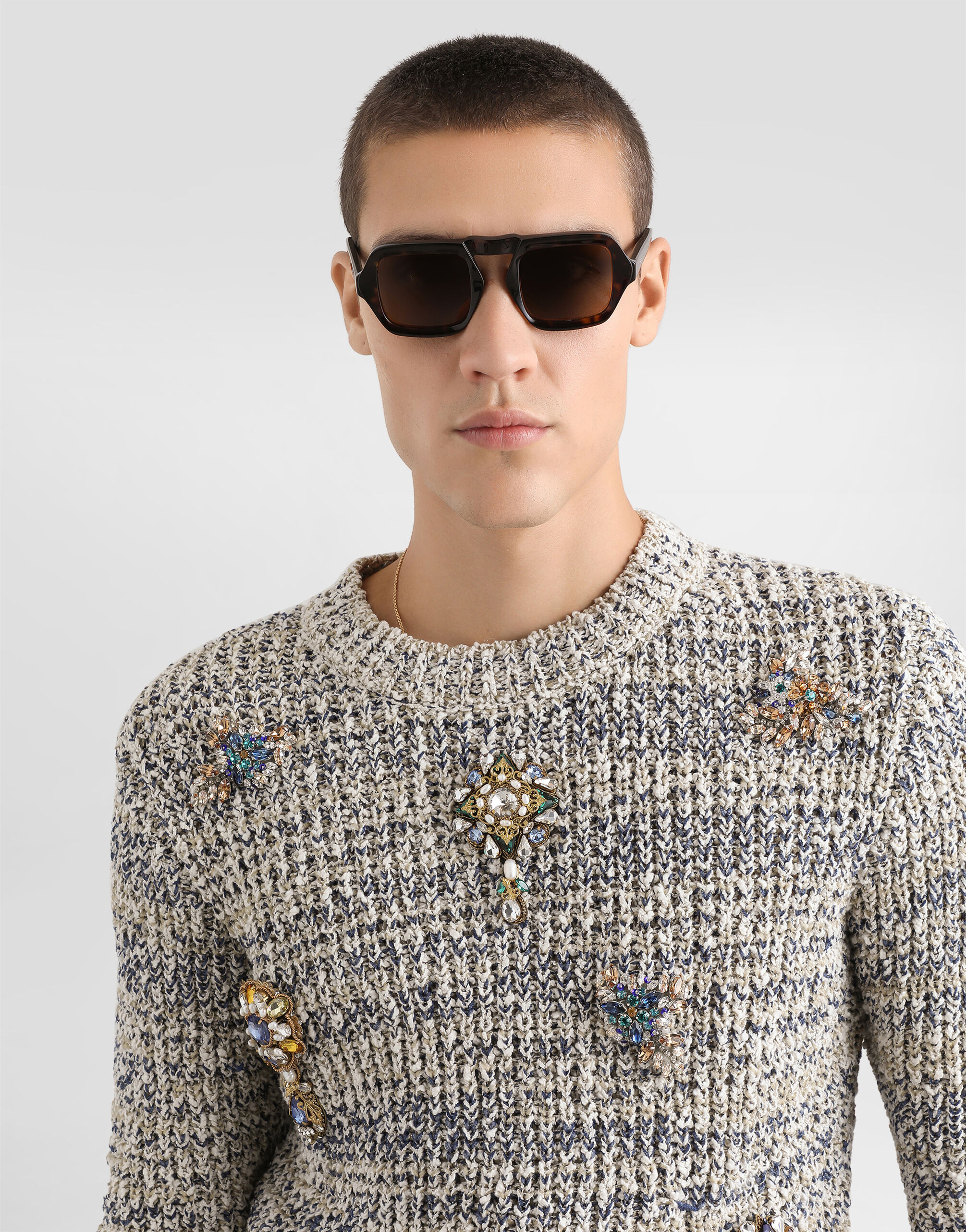 DOLCE&GABBANA メンズリブニット Multicolorのメンズ イングリッシュ リブ ニット プルオーバー