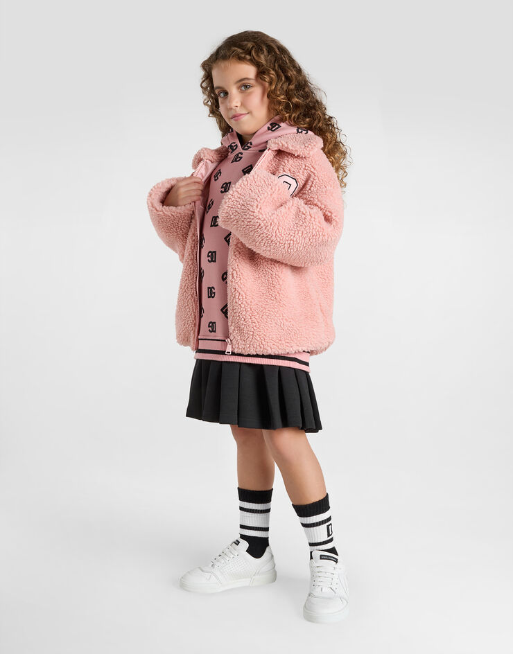 Dolce & Gabbana Robe molletonnée en interlock à imprimé logo DG Rose L5JD9OG7N9P