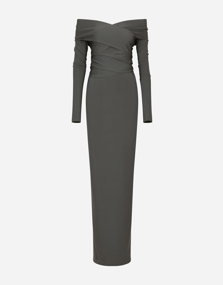 Dolce & Gabbana KIM DOLCE&GABBANA Long stretch jersey Milano rib dress Multicolor F6CNNTFUGPO