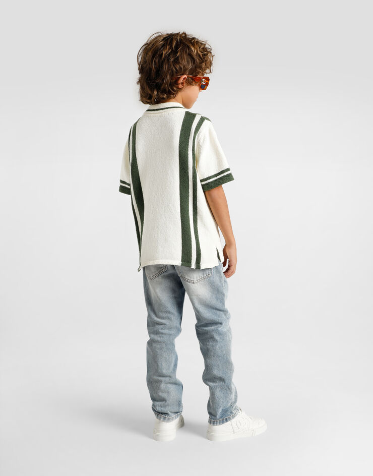 Dolce & Gabbana Knitted shirt with intarsia Multicolor L4KWG9JGMFD