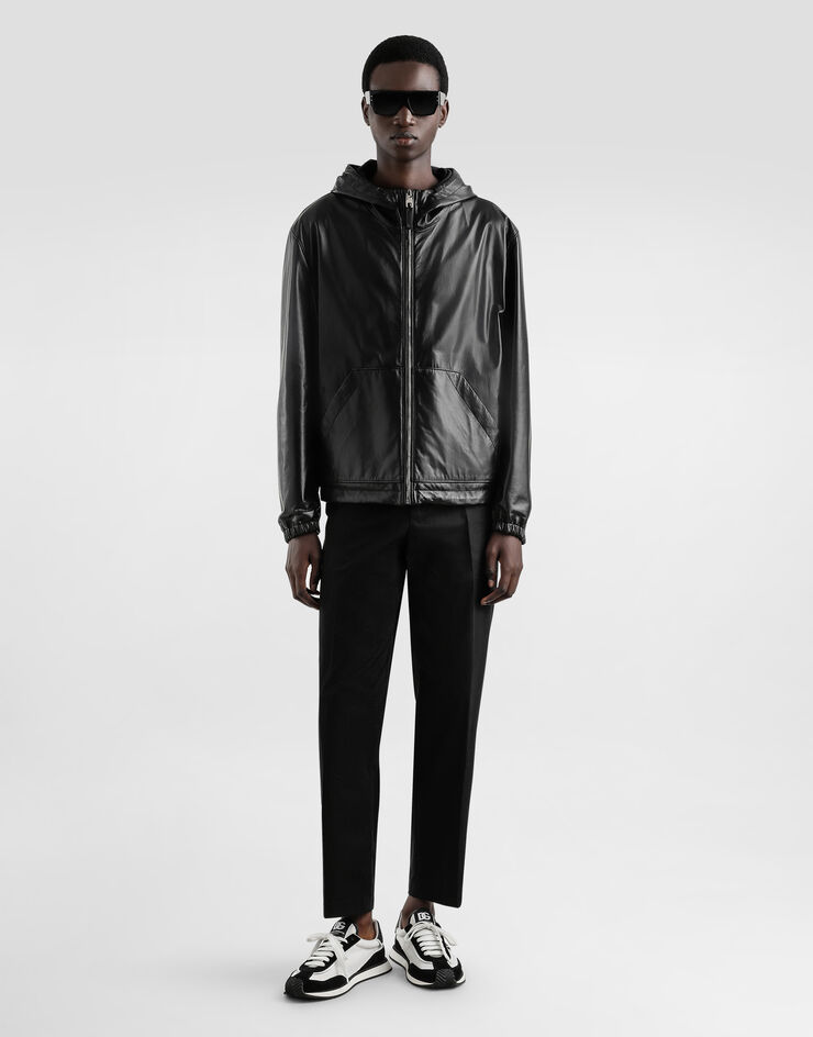 Dolce & Gabbana Jacke aus Leder und Textil mit Wendekapuze Schwarz G9BKULGI909