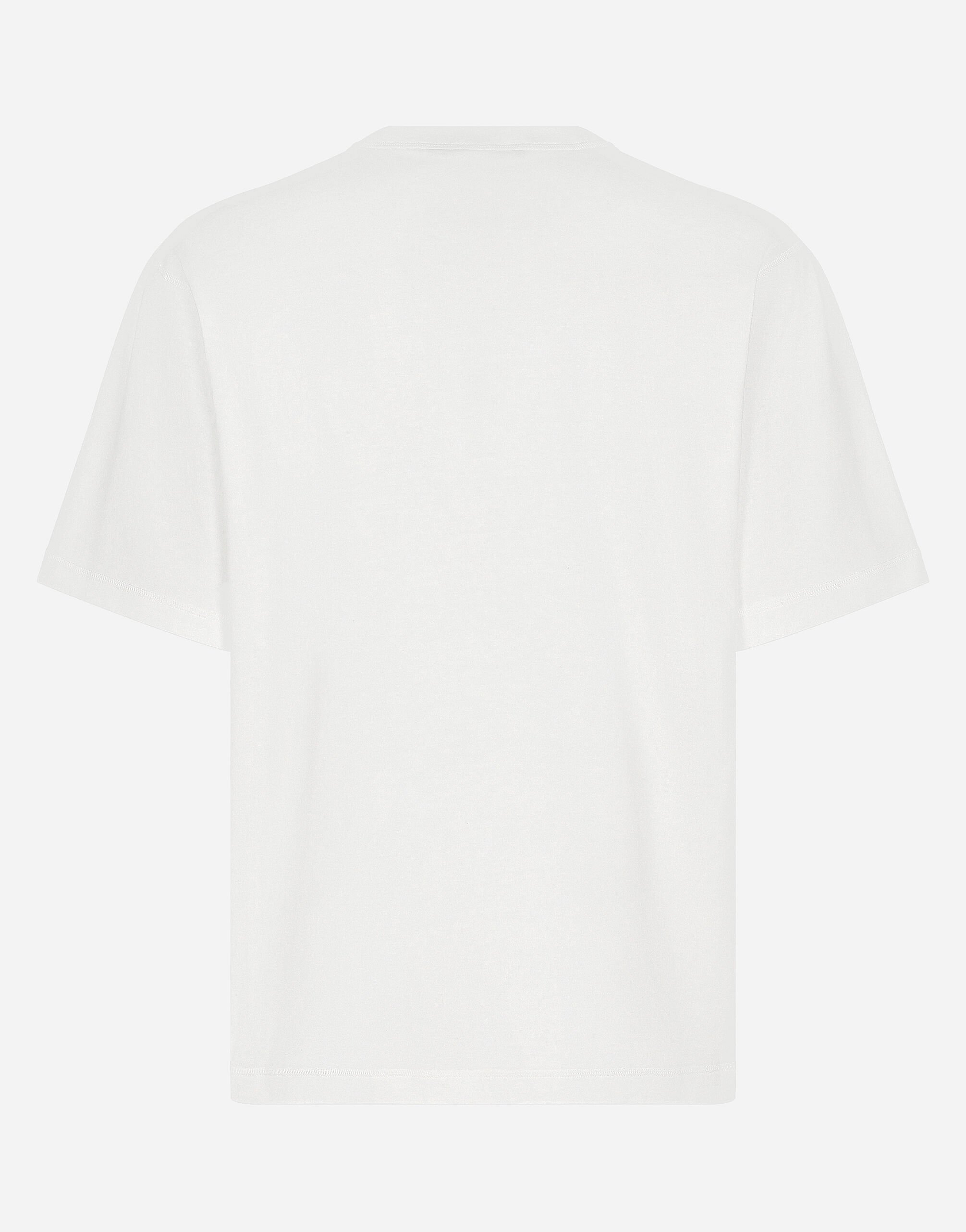 Cotton T-shirt with logo embroidery print in White for Men