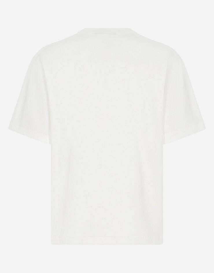 Dolce & Gabbana Camiseta de algodón con logotipo bordado Blanco G8PN9ZG7NYE