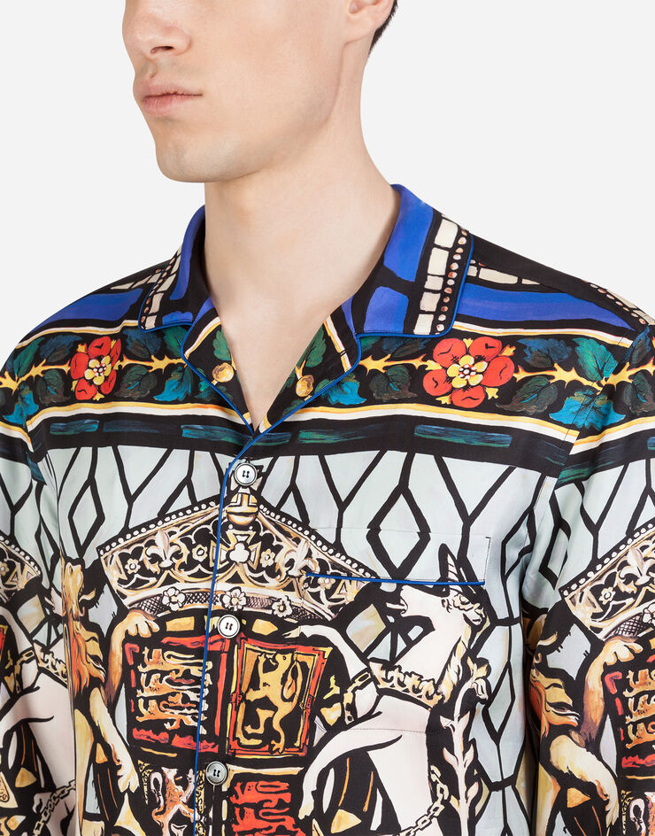 Dolce & Gabbana PYJAMA SHIRT WITH ROYAL KING PRINT MULTICOLORED G5EM2TFI1K1